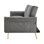 Faux Leather Sofa Bed With Cup Holders - 3 Seater | Grey