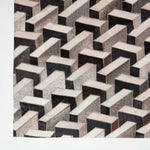 Geometric Leather Rug, 90 X 150 Cm | 150cm x 95cm | Black & Grey