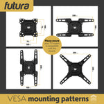 Universal Tv Wall Bracket Mount For 13-43 Inch Tvs, Tilt, Swivel & 90 Rotation, Vesa 75x75mm To 200x200mm, 20kg Max Load