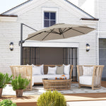 3x3m Cantilever Parasol W/ 360° Crank Handle Tilt | Light Grey