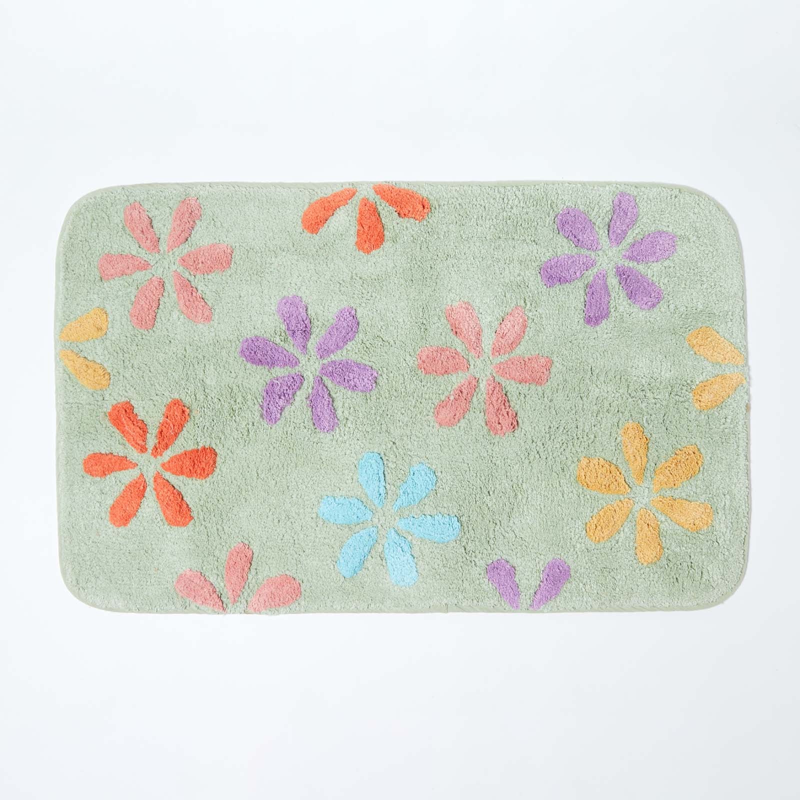 Floral Multi Colour Cotton Bath Mat | Bath Mat | Multi Colour