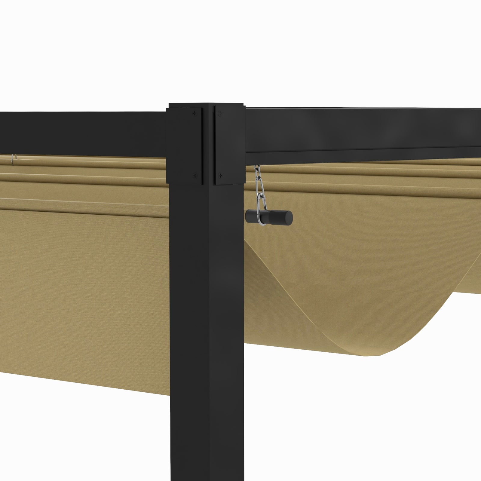 Metal Pergola Gazebo Patio Sun Shelter Retractable Canopy | Medium | Khaki