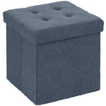 Foldable Sherpa Fleece Storage Ottoman, 38 x 38 x 38cm | Blue