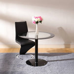 Breeins 90cm Dia X 75cm H Round Dining Table, Black Rim Tempered Glass Top With Clear Center, Modern Pedestal Base Glass Dining Table