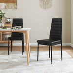 Set Of 2 Modern Faux Leather Armless High Back Dining Chairs | Set of 2 | Black