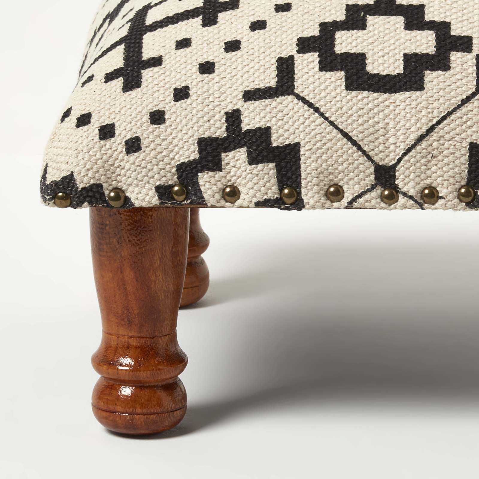Reva Black Geometric Footstool | 40cm x 40cm