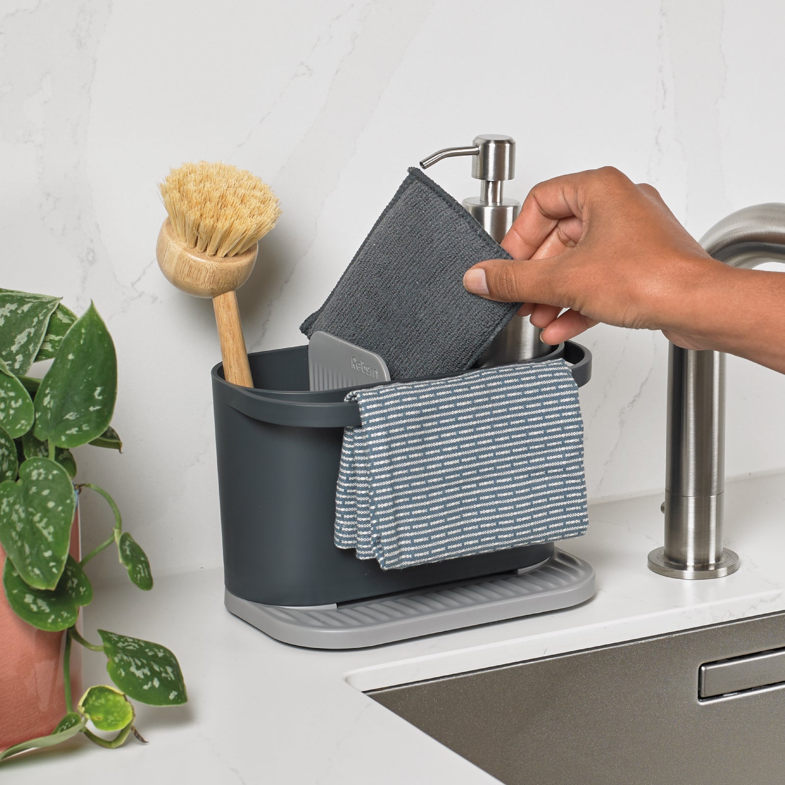 Recycled Sink Tidy - Dark Grey Kitchen Sink Organiser - Made in the UK