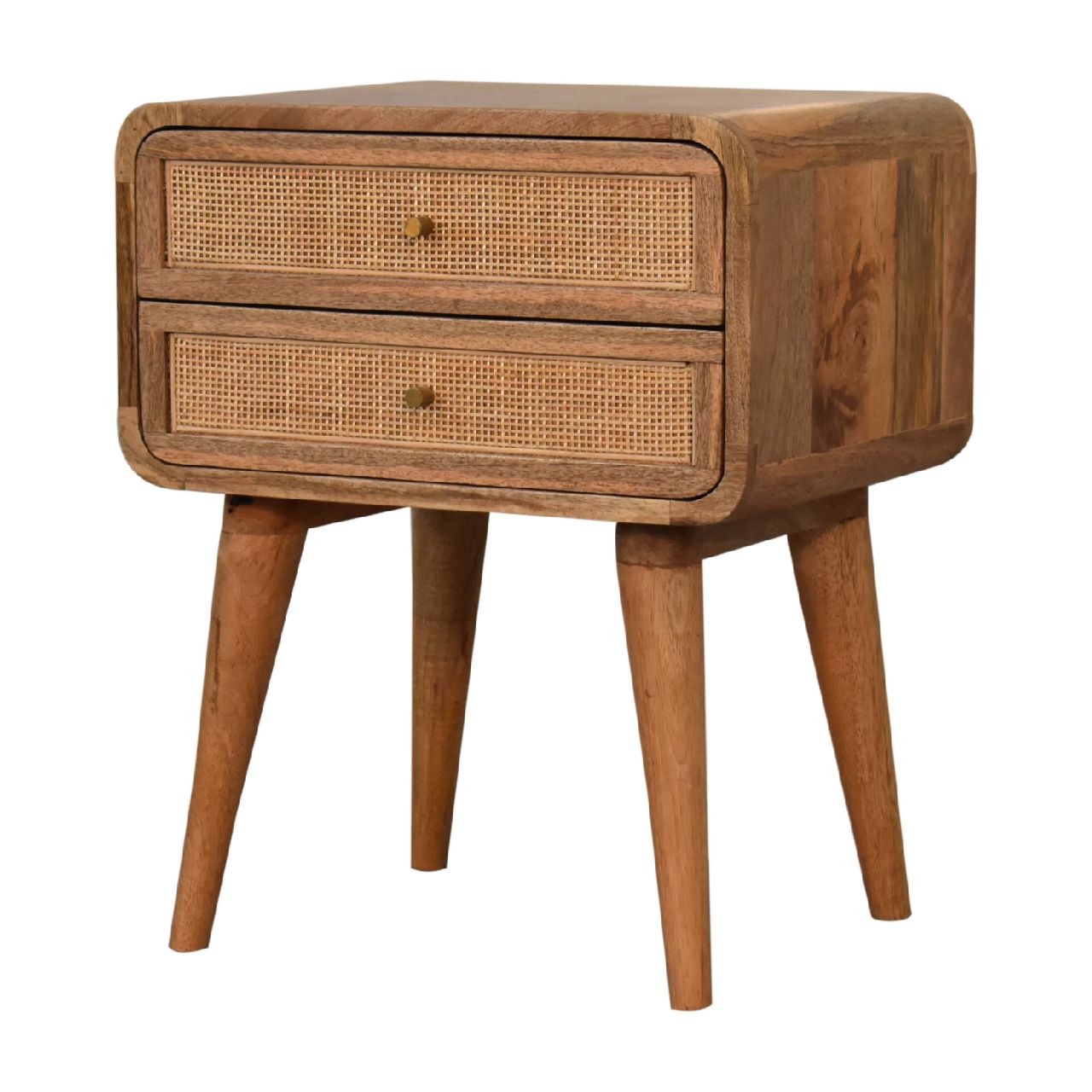 Solid Wood Close-knit 2 Drawer Bedside