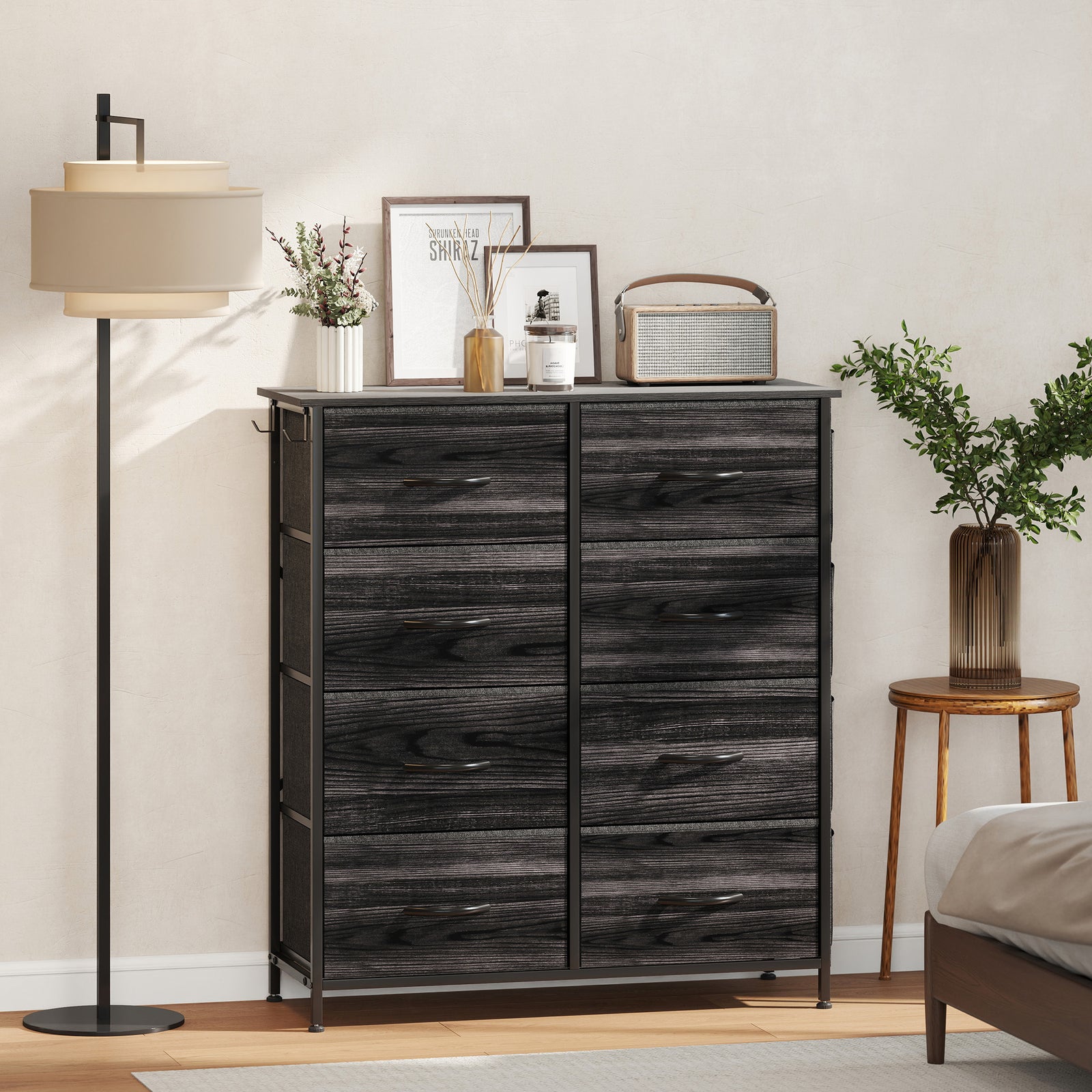 Fabric Chest Of Drawers, 8 Drawer Dresser For Bedroom | Black