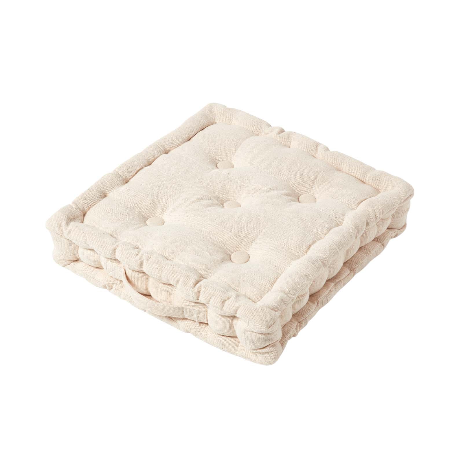 Rajput Ribbed Cotton Floor Cushion | 40cm x 40cm | Natural