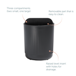 Recycled Toothbrush Holder - Three compartments - Easy to clear removable parts - Made in the UK | Graphite Black