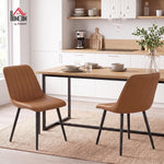 Faux Leather Upholstered Kitchen Chairs With Metal Legs | Brown