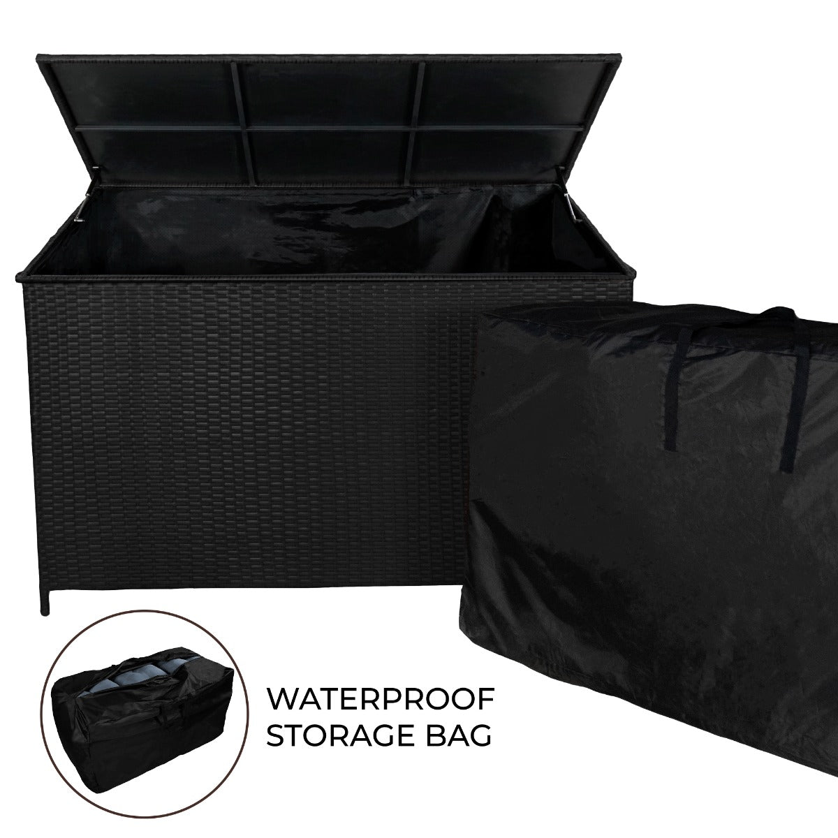 Rattan Cushion Storage Box 582l | Black