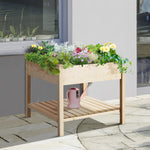 Elevated Planter Bed With Storage Shelf Natural