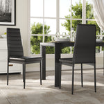 Set Of 2 Modern Faux Leather Armless High Back Dining Chairs | Set of 2 | Black
