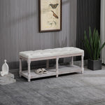 2-tier Bed End Bench Vintage Stool Button Tufted Window Seat | One Size | Cream
