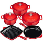 Cooks Professional 5 Piece Cast Iron Casserole Dish, Frying Pan & Skillet Set
