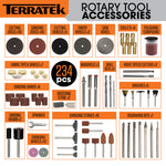Rotary Tool Kit 135w & Accessory Set Variable Speed 8000-33000rpm Ideal For Diy Woodwork & Hobby Craft Dremel Compatible | 234 Piece Kit + Case | Grey