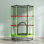 Kids Trampoline W/ Enclosure Net, Steel Frame, For Ages 3-6 Years - Green | Green