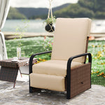 Rattan Recliner Chair, Adjustable Backrest & Footrest | Brown