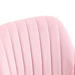 Velvet Office Chair With Adjustable Height And Wheels, Pink