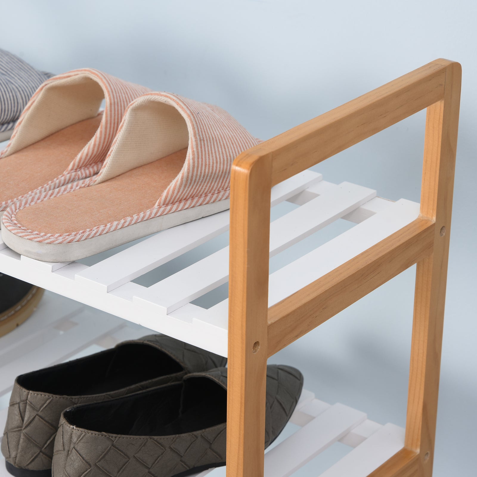 4-tier Shoe Rack Simple Home Storage W/ Wood Frame
