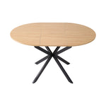 Extendable Dining Table With Melamine-faced Mdf Tabletop And Metal Legs