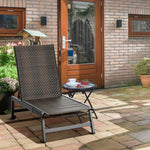 Pe Rattan Sun Lounger W/ Backrest & Wheels | Brown