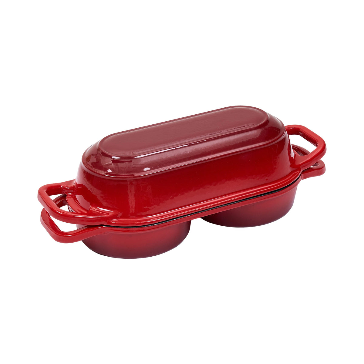 Enamelled Cast Iron Double Loaf Bread Pot With Lid | Red