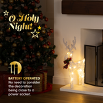 Glitter Reindeer Christmas Decoration With Led Lights Battery Operated Indoor
