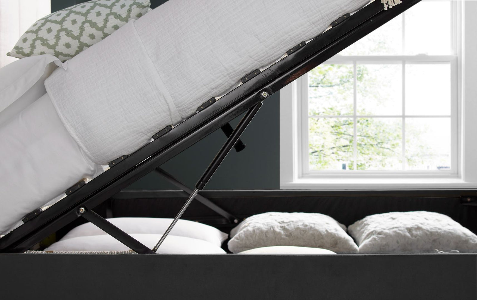 Aurora Velvet Ottoman Bed | Double | Grey