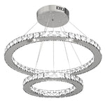 HOMCOM Led Dimmable Chandelier With 2 Crystal Rings Flexible Cable