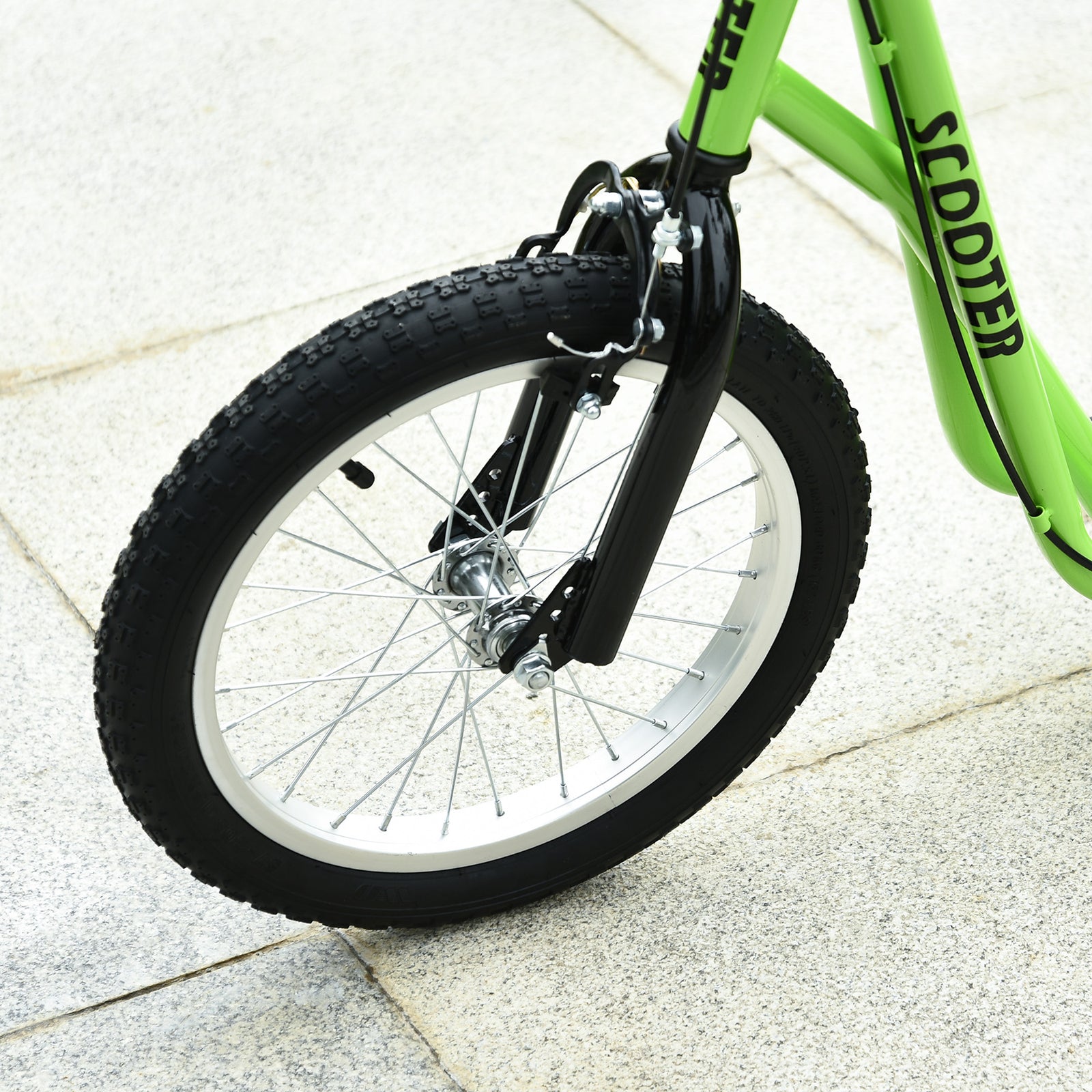 90-96cm Kids Kick Scooter W/ Adjustable Handlebar Inflatable Wheels | Green
