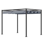 Metal Pergola Gazebo Patio Sun Shelter Retractable Canopy | Large