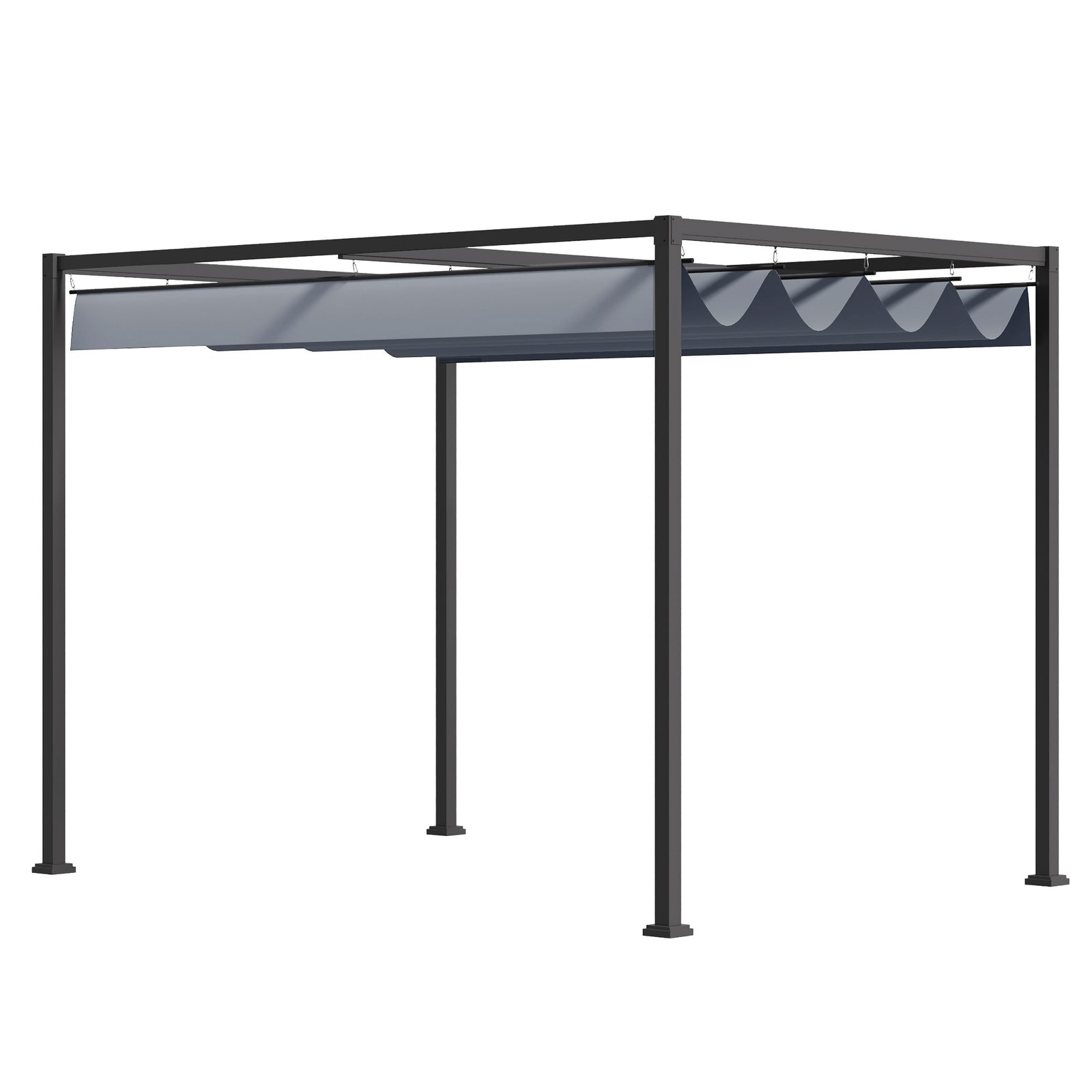 Metal Pergola Gazebo Patio Sun Shelter Retractable Canopy | Large