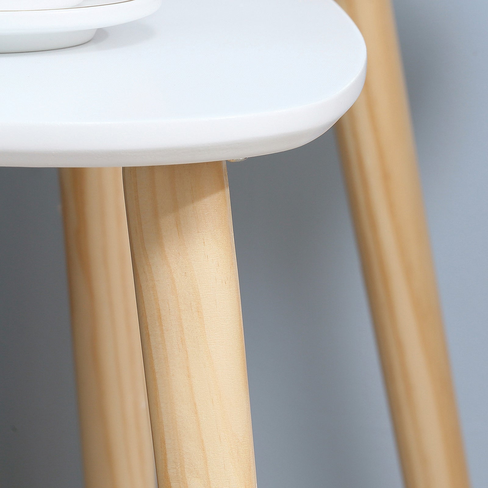 Side Table Set Of 2 Nested Coffee Table With Solid Wood Legs | White