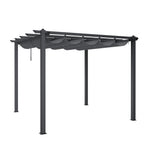 3m X 3m Aluminium Pergola With Retractable Roof,pa-coated Polyester Canopy，outdoor Garden Gazebos Water-resistant