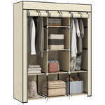 Fabric Portable Wardrobe With 8 Shelves 2 Hanging Rails | White