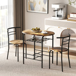 Breakfast Bar Table And Stools Set, Dining Room Set With Shelf | Rustic Brown