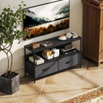 Tv Cabinet, Tv Console Unit With 2 Foldable Linen Drawers | Black