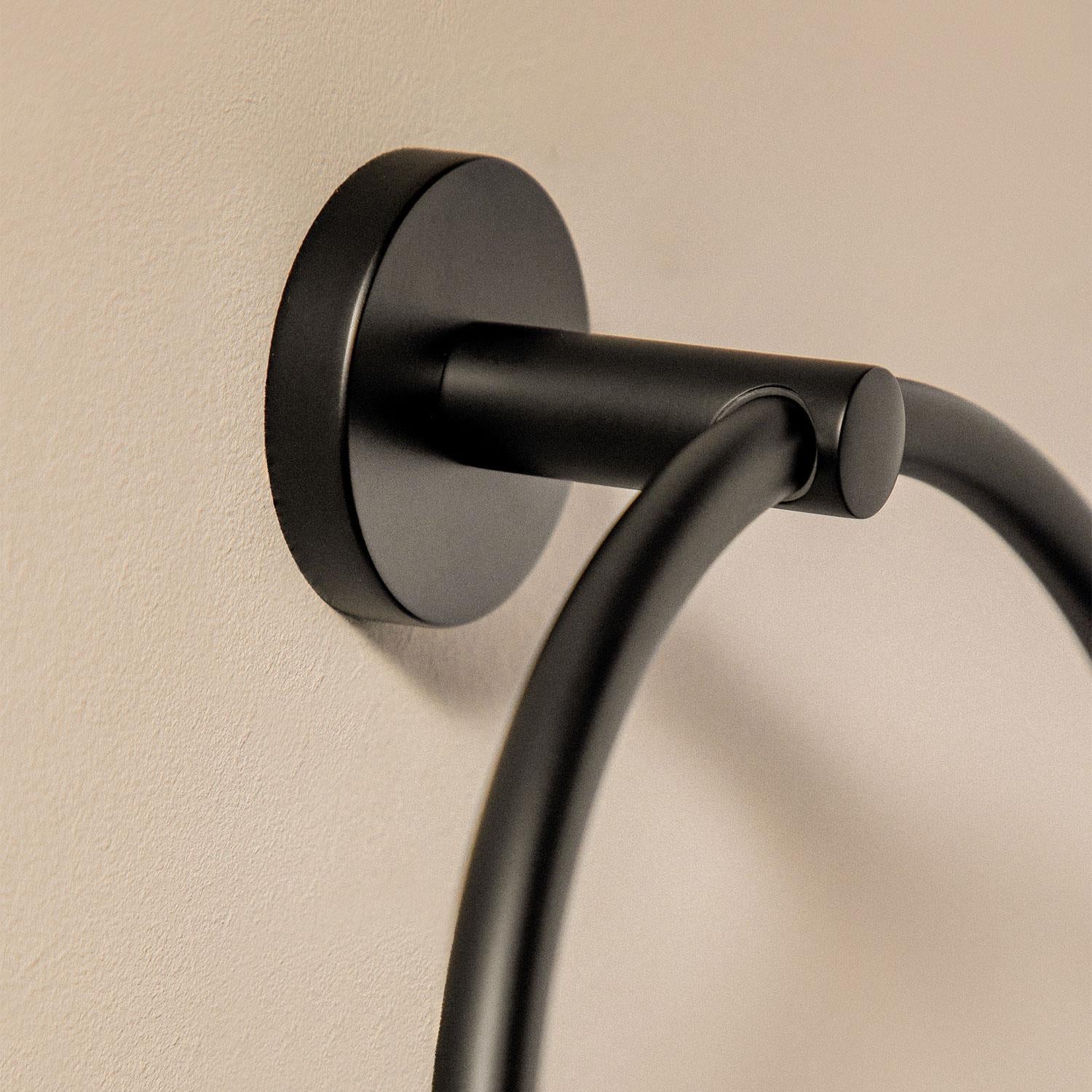 Towel Ring, 20cm, Matt Black, Hidden Fixings, Start Collection