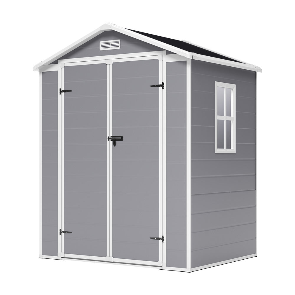 6x4.4ft Outdoor Plastic Garden Storage Shed With Lockable Double Doors & Floor Tool Shed