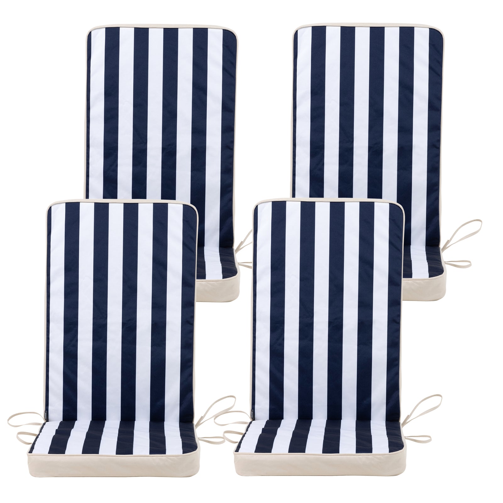 Outdoor High Back Seat Cushion Set Of 4 Deck Stripe