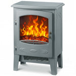 Electric Fireplace Freestanding W/ Realistic Flame Effect, Grey