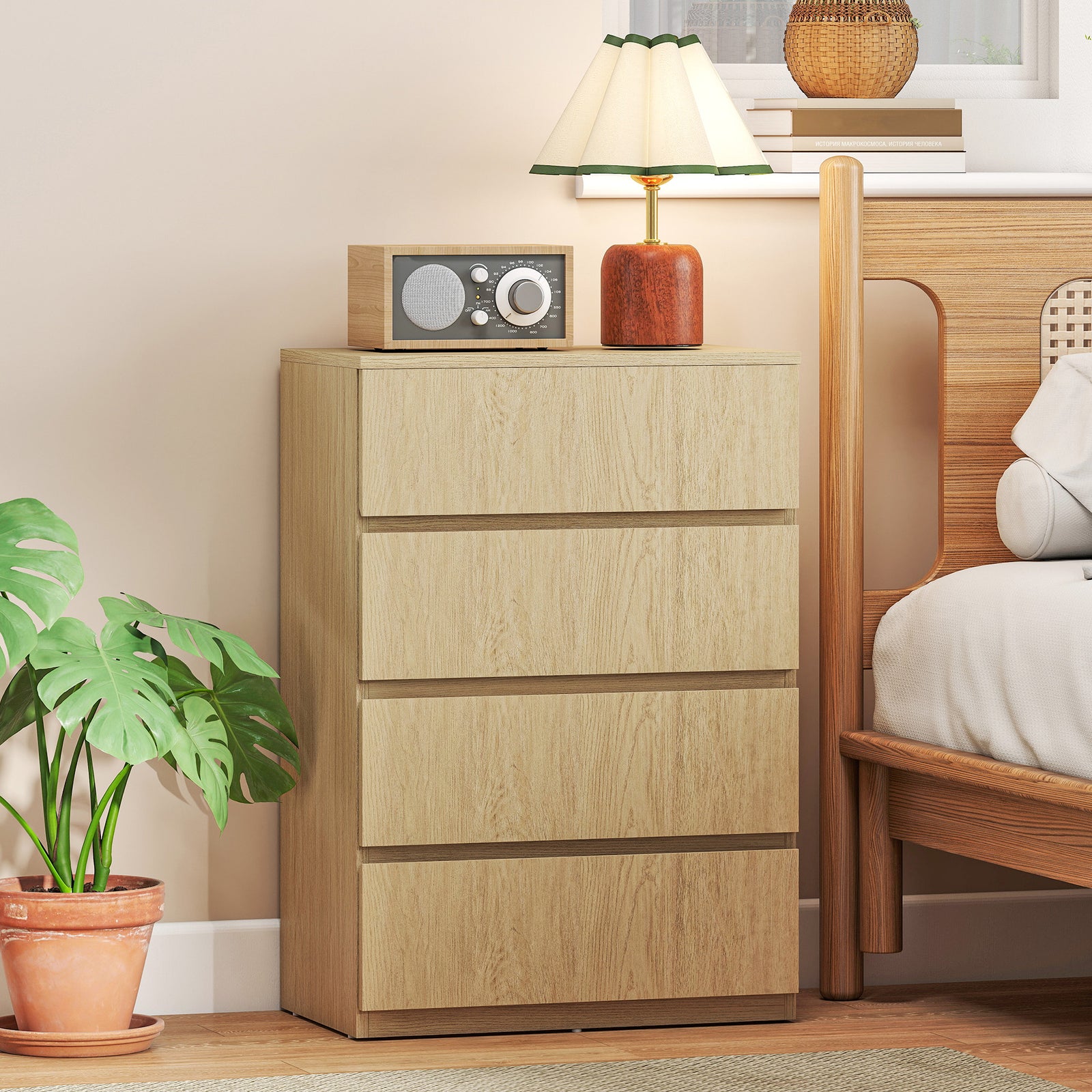 Bedroom Chest Of Drawers, 4 Drawers Dresser, Drawer Unit | Natural