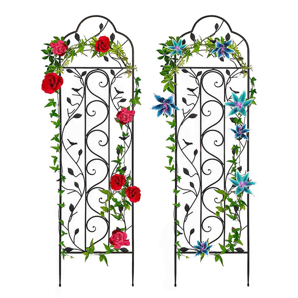2 Pack Of Metal Garden Trellis Potted Climbing Plants Rack