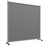 6ft Metal Garden Screen Divider W/ Wheels, Grey