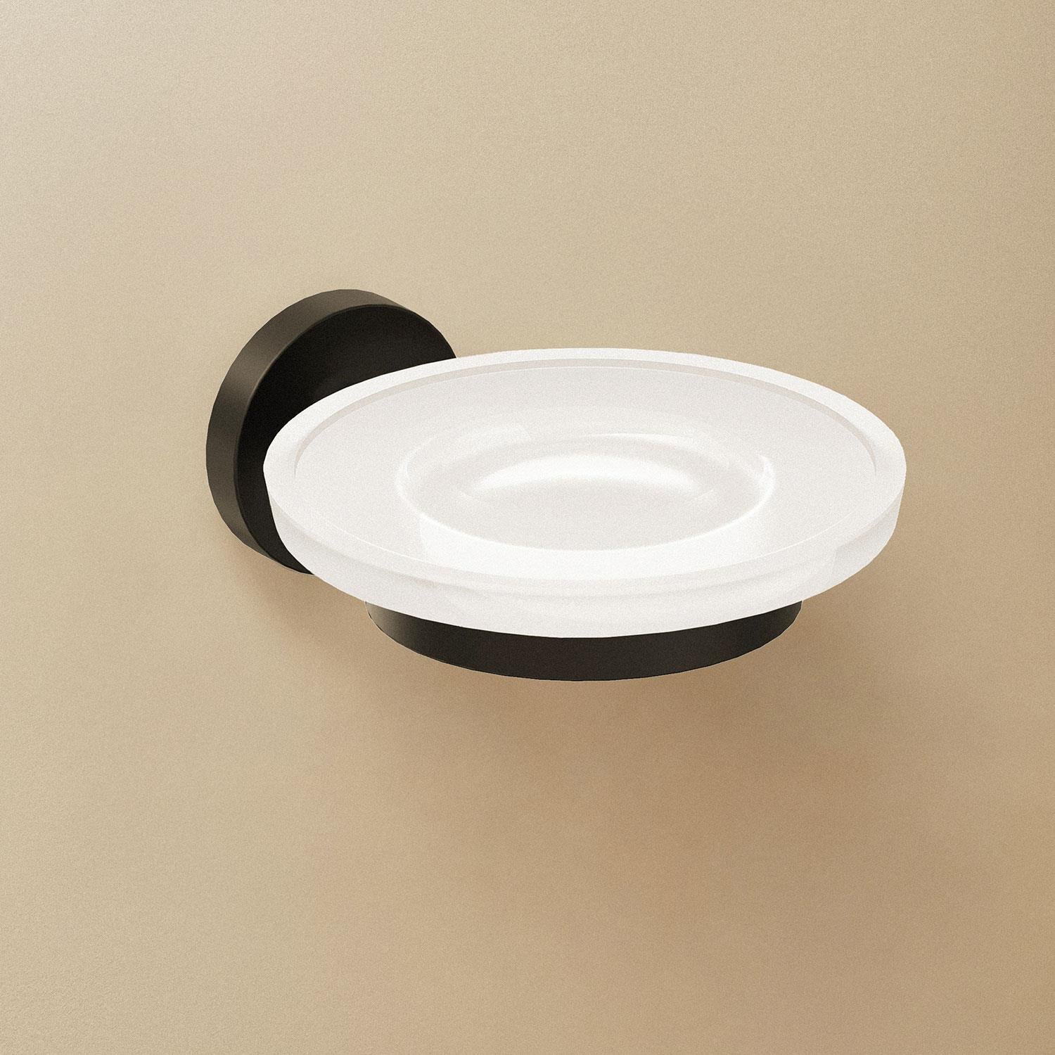 Soap Dish, Wall-mounted, Glass And Metal, Matt Black, Start Collection
