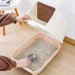 Large Hooded Top Entry Cat Litter Box With Scoop | Orange