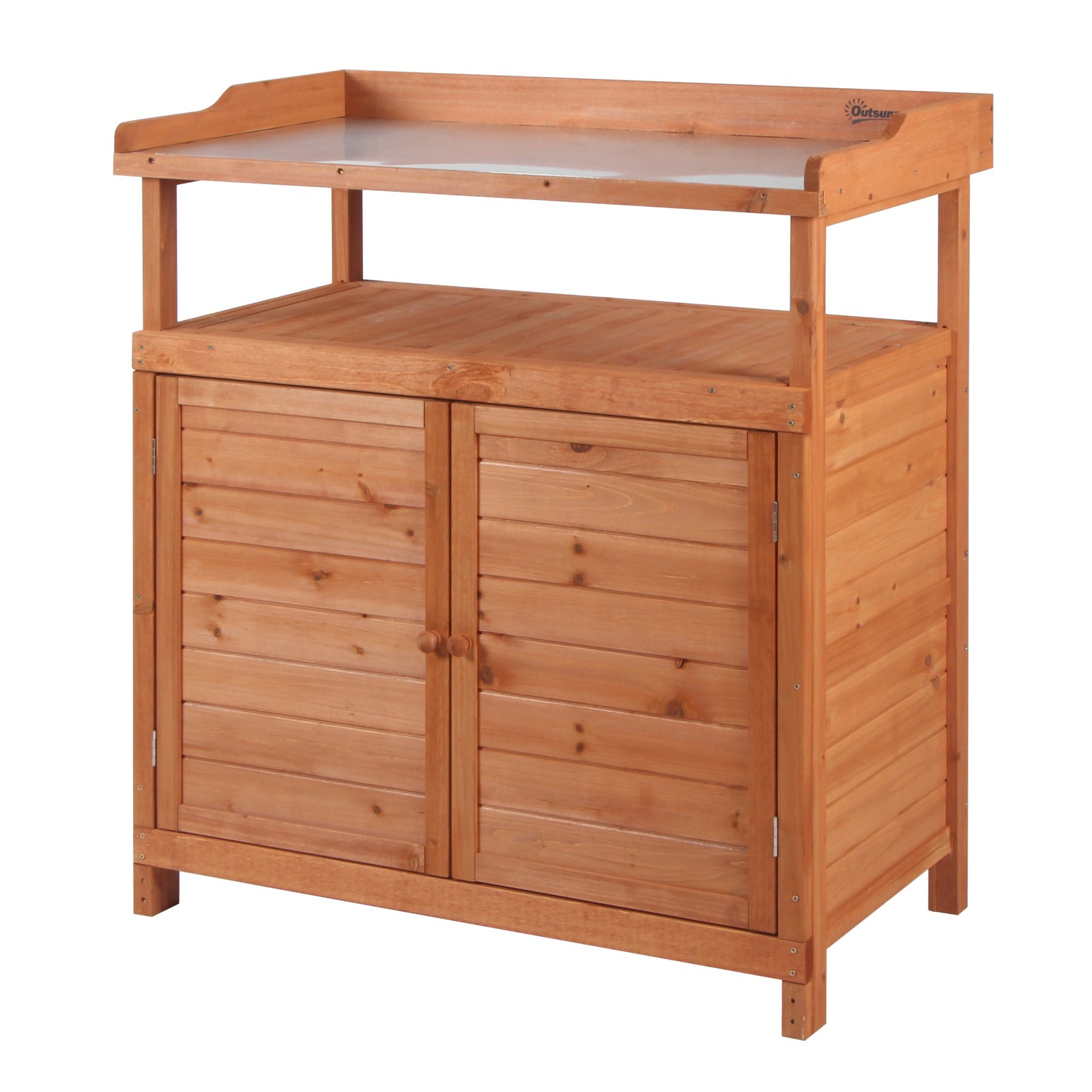 Multi-function Potting Bench, Galvanized Top | Orange